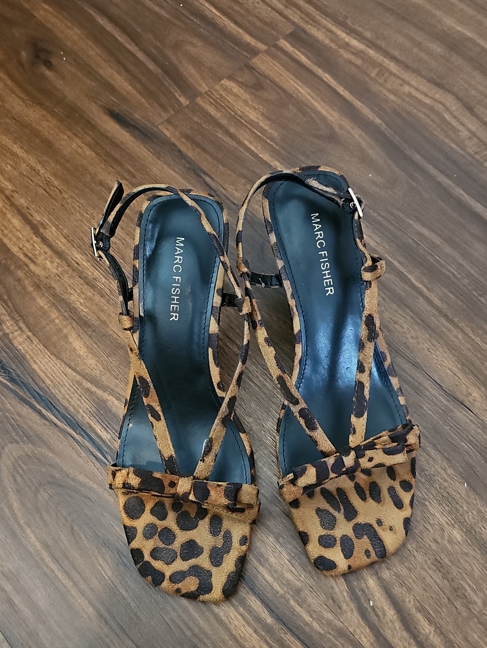 Marc Fisher Leopard-Print T-Strap Heels - Black & Brown